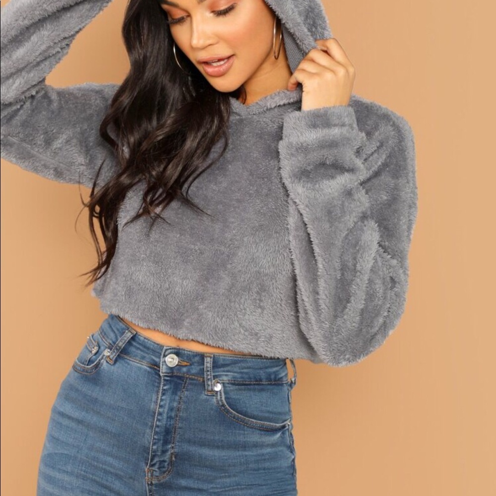 Crop Teddy Hoodie